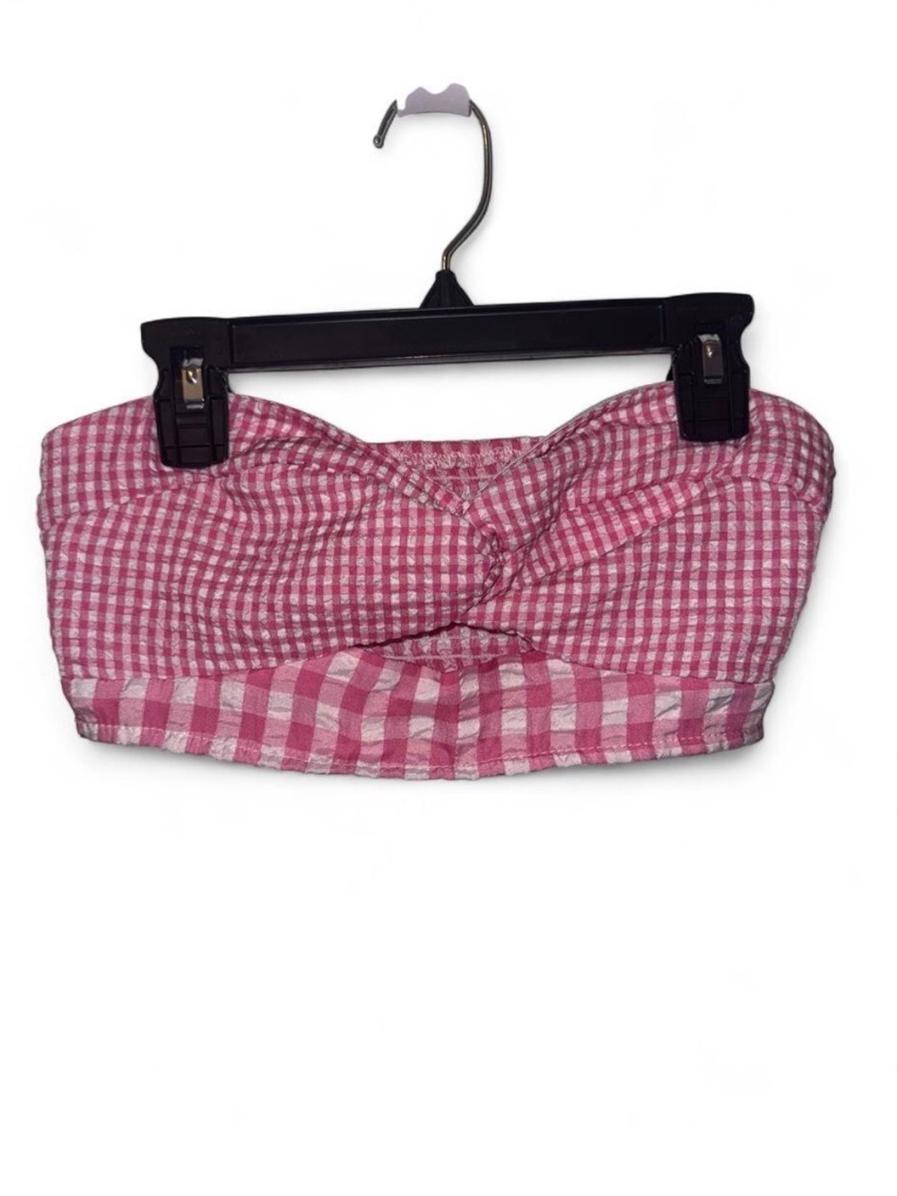 SET: SHEIN Pink Gingham Twist Bandeau Top & Skirt